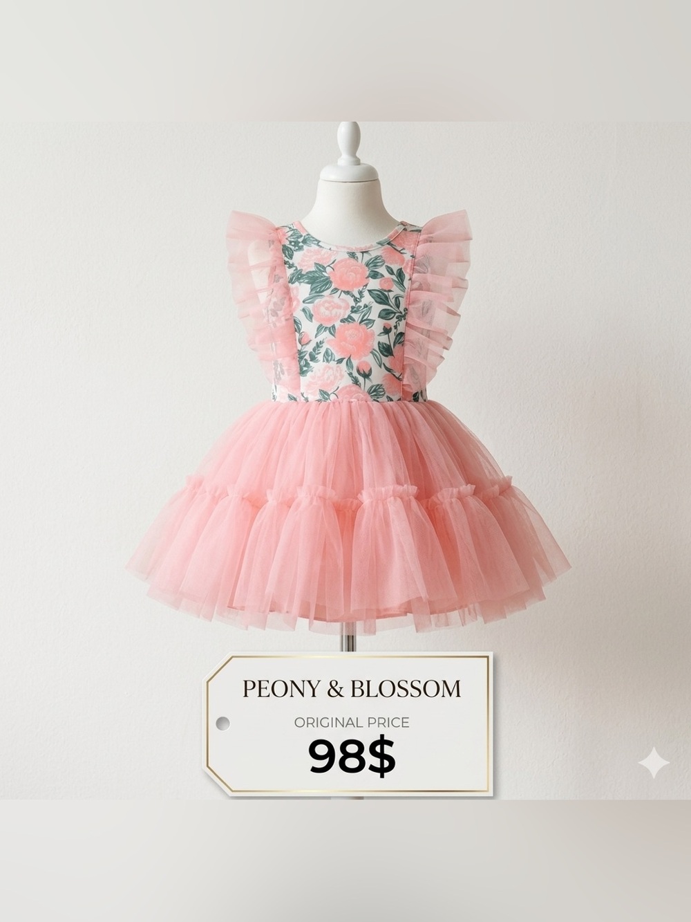 Pink Floral Tulle Toddler Dress
